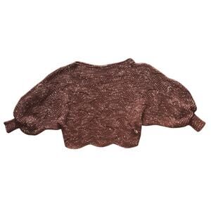 HYFVE Open-Knit Dolman Sleeve Boat Neck Burnt Orange & White Sweater Small